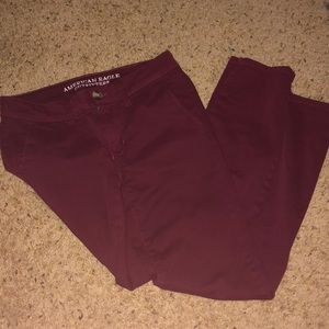 American Eagle red dress jeans.